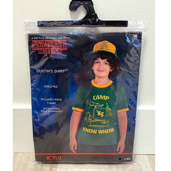 Netflix Stranger Things "Camp Know Where" Dustin's Green T-Shirt - Picture 4 of 6